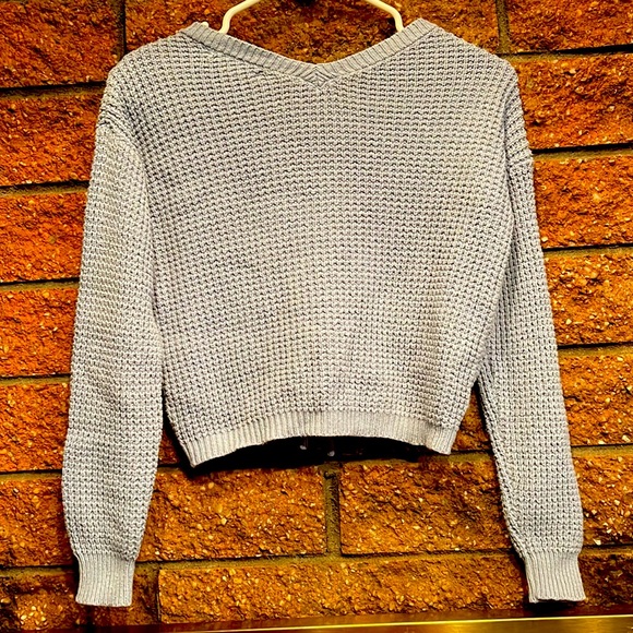 Sincerely Jules Baby Blue Cropped Adjustable knit Sweater Size XS - Picture 13 of 13